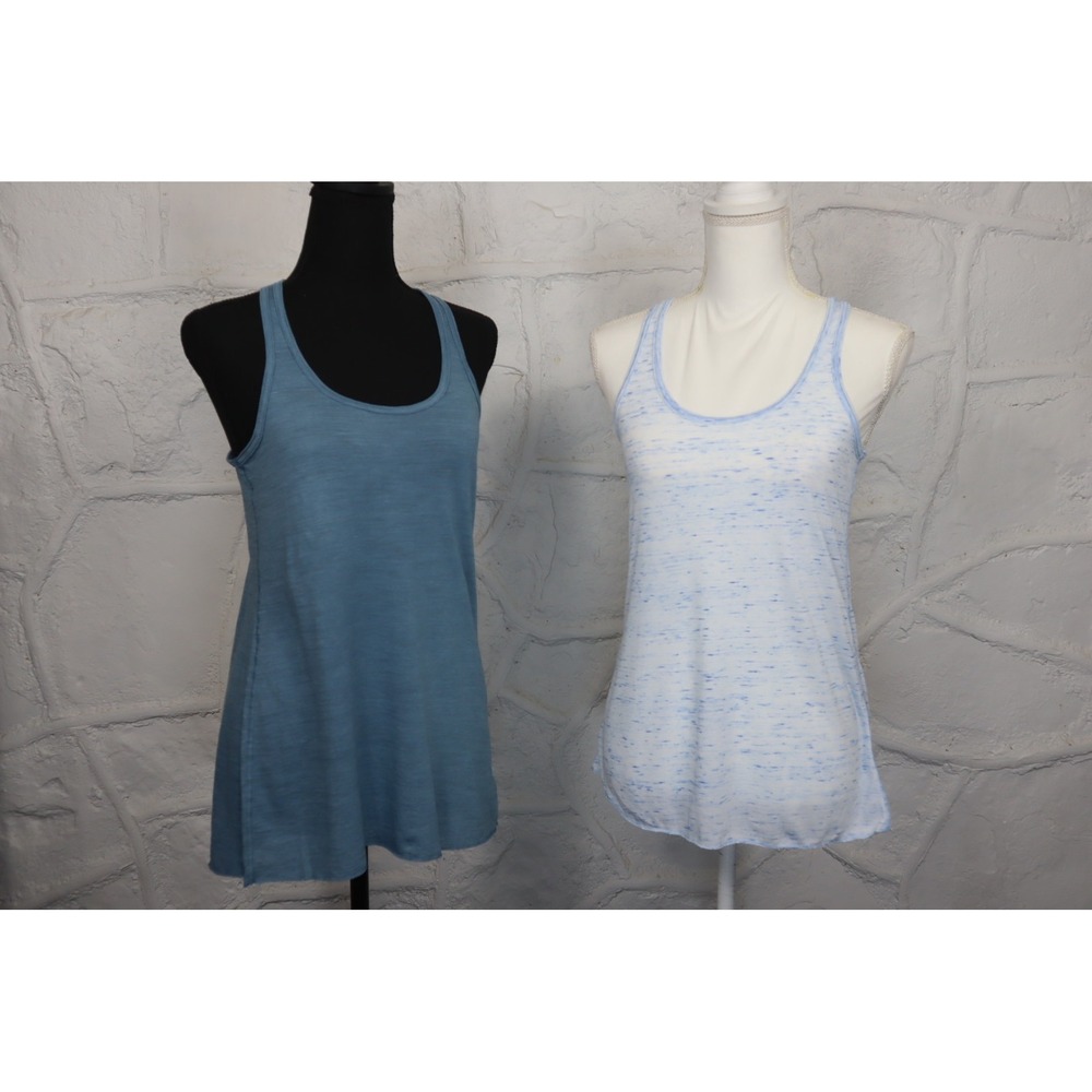 Women's Flowy Tank Set - Light Blue, Dark Blue - Size Small